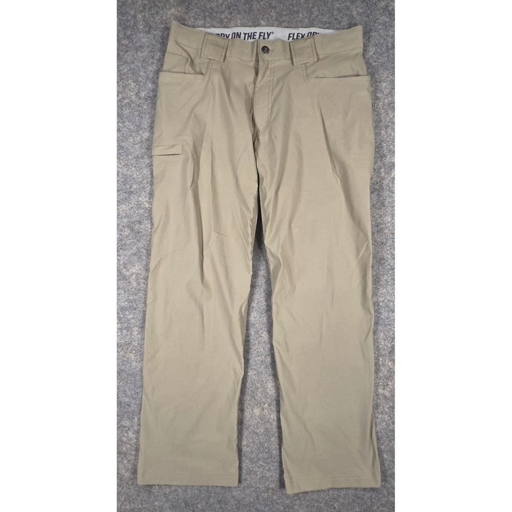 Duluth Trading Co Dry on the Fly Flex Relaxed Fit Pants Tan Khaki 34x30 Mens
